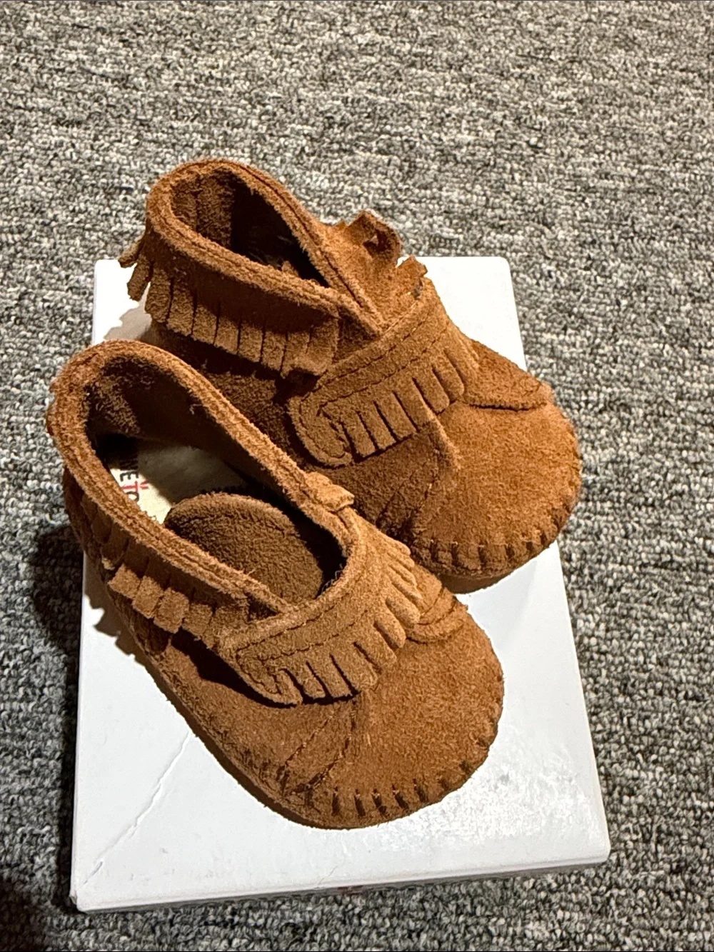 Minnetonka Brown Suede Fringe Infant Moccasins